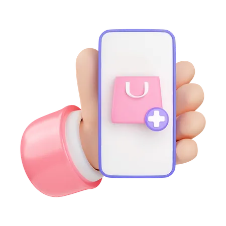Hand Doing Mobile Shopping  3D Icon