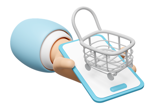 Hand Doing Mobile Shopping  3D Icon