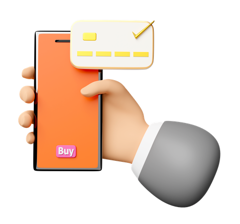 Hand Doing Online Card Payment  3D Icon
