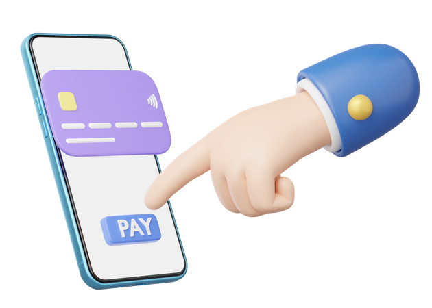 Hand Doing Online Card Payment  3D Icon