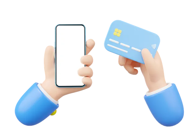 3 D Hand Holding Credit Card Smartphone Online Store Credit Debit Card Accept On Transparent Mobile Phone Blank White Screen Withdraw Money Easy Shop Cashless Society Concept 3 D Cartoon Render 3D Icon