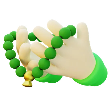 3 D Illustration Of Hand Dzikir With Beads 3D Icon
