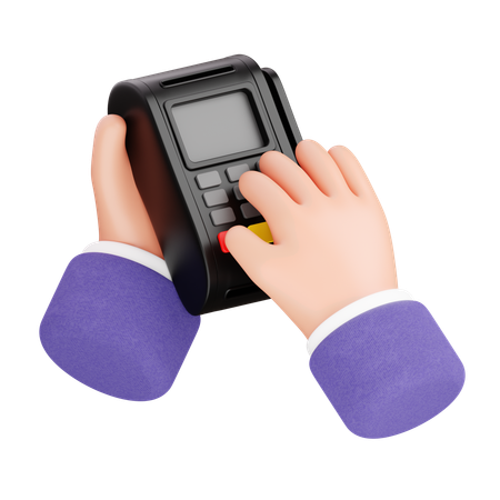 Hand Entering Pin On Payment Terminal  3D Icon