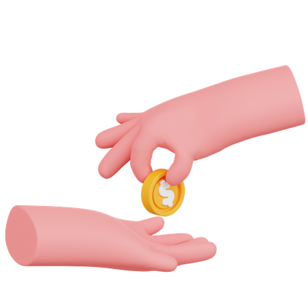Hand Exchanging A Coin  3D Icon