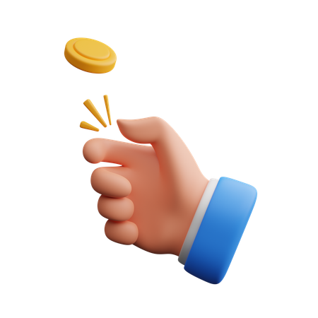 Hand flipping coin  3D Icon