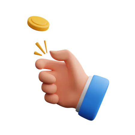 Hand flipping coin  3D Icon