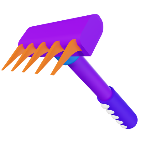 Hand garden rake  3D Illustration