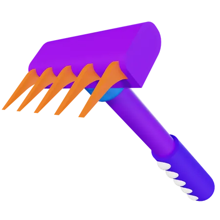 Hand garden rake  3D Illustration