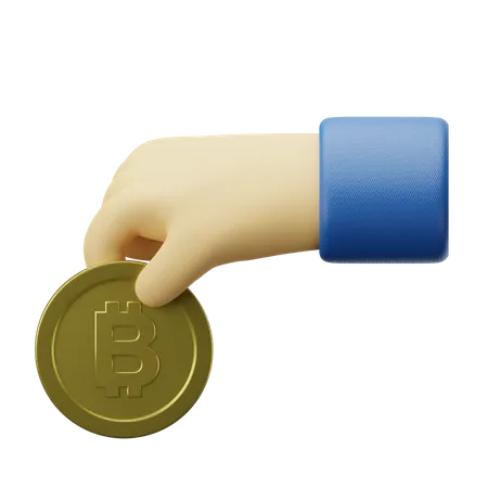 Hand, die Bitcoins gibt  3D Illustration