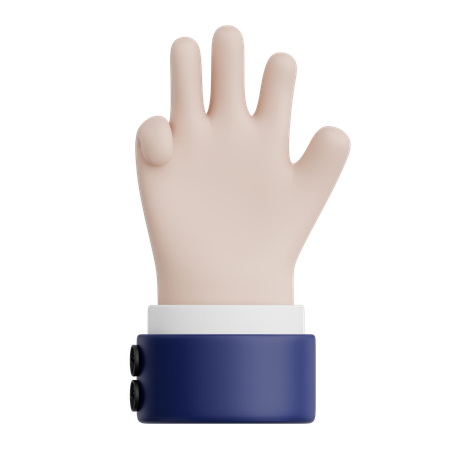 Hand Gesture Four Sign  3D Icon