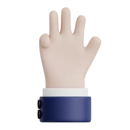 Hand Gesture Four Sign  3D Icon