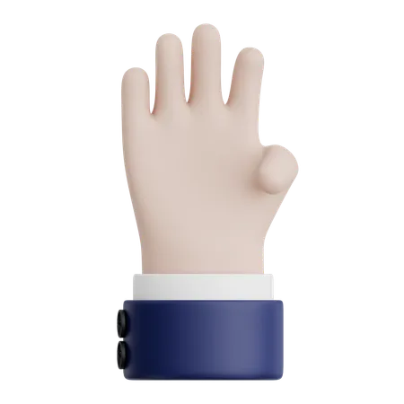 Hand Gesture Four Sign  3D Icon