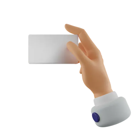 Hand Gesture Holding Blank Name Card  3D Icon