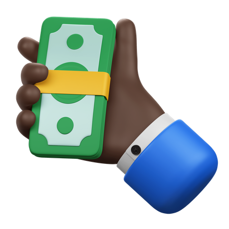 Hand Gesture Holding Dollar Bills  3D Icon