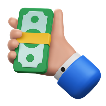 Hand Gesture Holding Dollar Bills  3D Icon