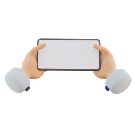 Hand Gesture Holding Phone Landcape  3D Icon