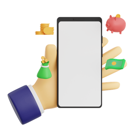 Hand Gesture Holding Smartphone With Finance  3D Icon