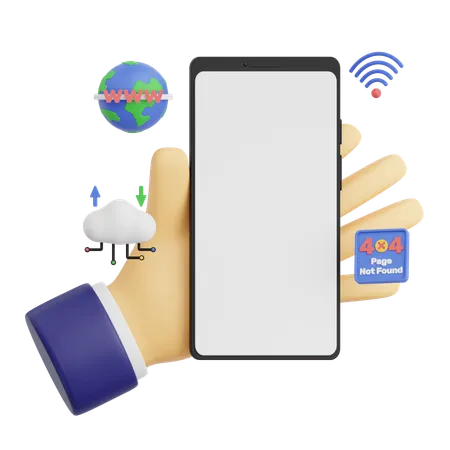 Hand Gesture Holding Smartphone With Network Browser  3D Icon