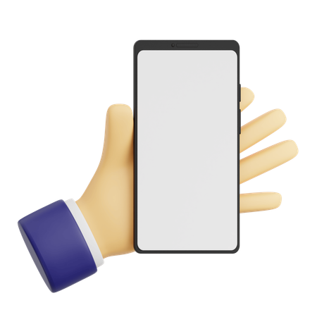 Hand Gesture Holding Smartphone With White Space Screen For Mockup  3D Icon