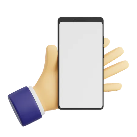 Hand Gesture Holding Smartphone With White Space Screen For Mockup  3D Icon