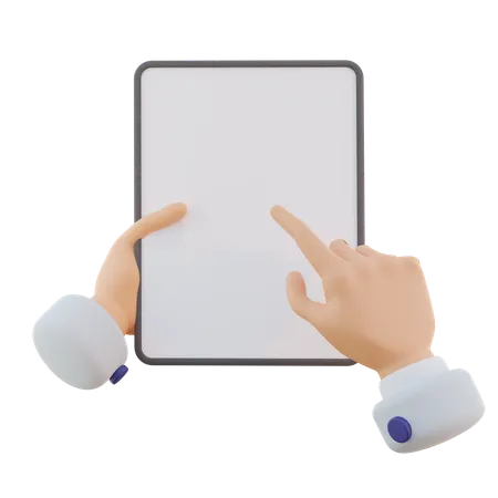 Hand Gesture Holding Touch Tablet  3D Icon