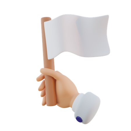 Hand Gesture Holding White Flag  3D Icon