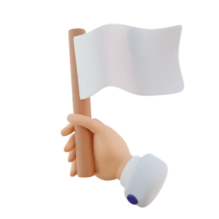 Hand Gesture Holding White Flag  3D Icon