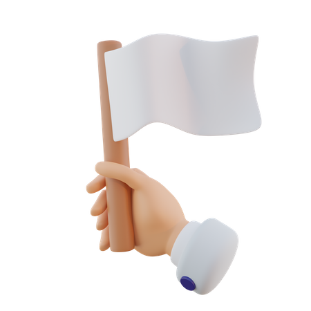 Hand Gesture Holding White Flag  3D Icon