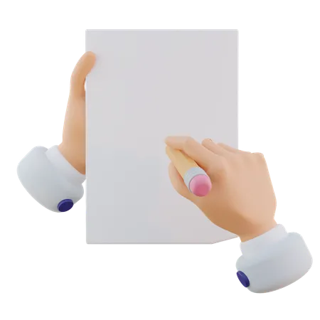 Hand Gesture Holding Writing In Paper  3D Icon