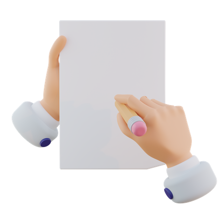 Hand Gesture Holding Writing In Paper  3D Icon