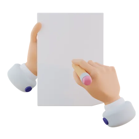 Hand Gesture Holding Writing In Paper  3D Icon