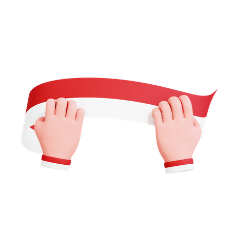 Hand Gesture Indonesian Flag  3D Icon