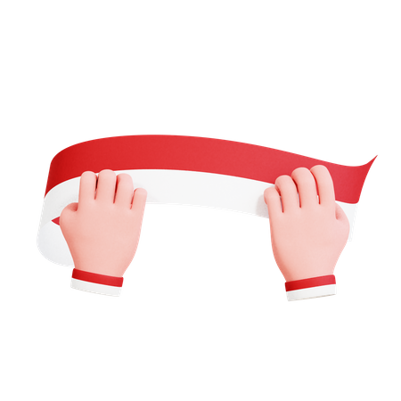Hand Gesture Indonesian Flag  3D Illustration