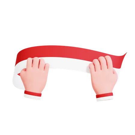 Hand Gesture Indonesian Flag  3D Illustration