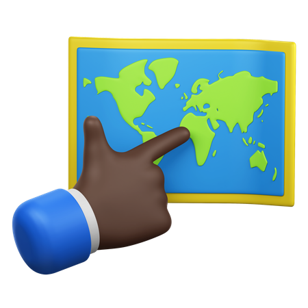 Hand Gesture Pointing at World Map  3D Icon