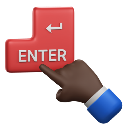 Hand Gesture Pressing Enter Key  3D Icon