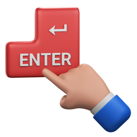 Hand Gesture Pressing Enter Key  3D Icon