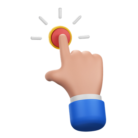 Hand Gesture Pressing Red Button  3D Icon