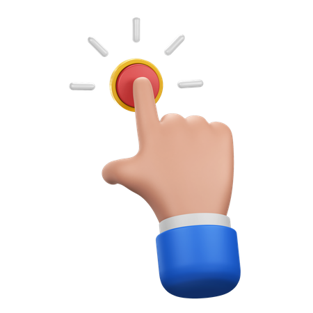 Hand Gesture Pressing Red Button  3D Icon