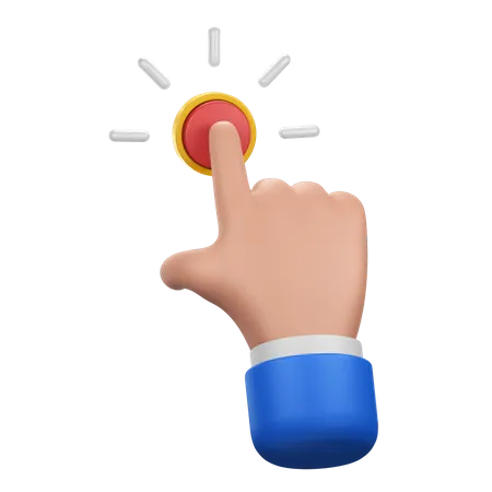 Hand Gesture Pressing Red Button  3D Icon