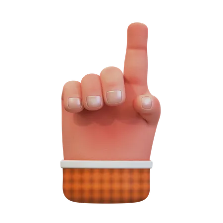 Hand gesture showing number one  3D Icon