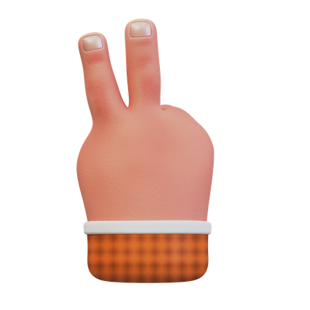 Hand gesture showing number two  3D Icon