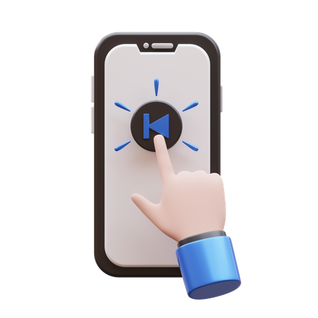 Hand Gesture Tap Back Button  3D Icon