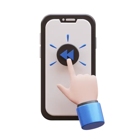 Hand Gesture Tap Backward Button  3D Icon