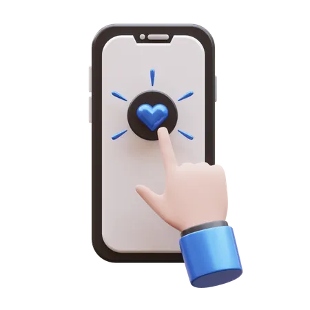 Hand Gesture Tap Love Button  3D Icon
