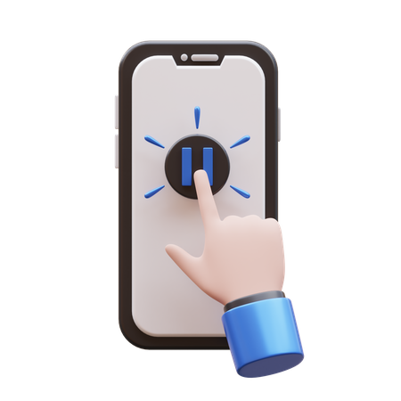 Hand Gesture Tap Pause Button  3D Icon