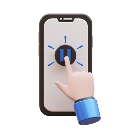Hand Gesture Tap Pause Button  3D Icon