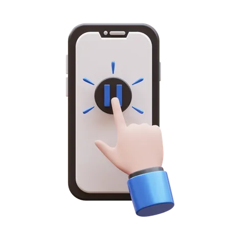 Hand Gesture Tap Pause Button  3D Icon