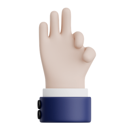 Hand Gesture Thee Sign  3D Icon