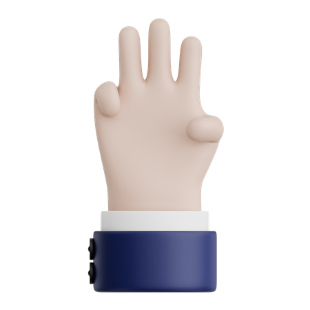 Hand Gesture Thee Sign  3D Icon